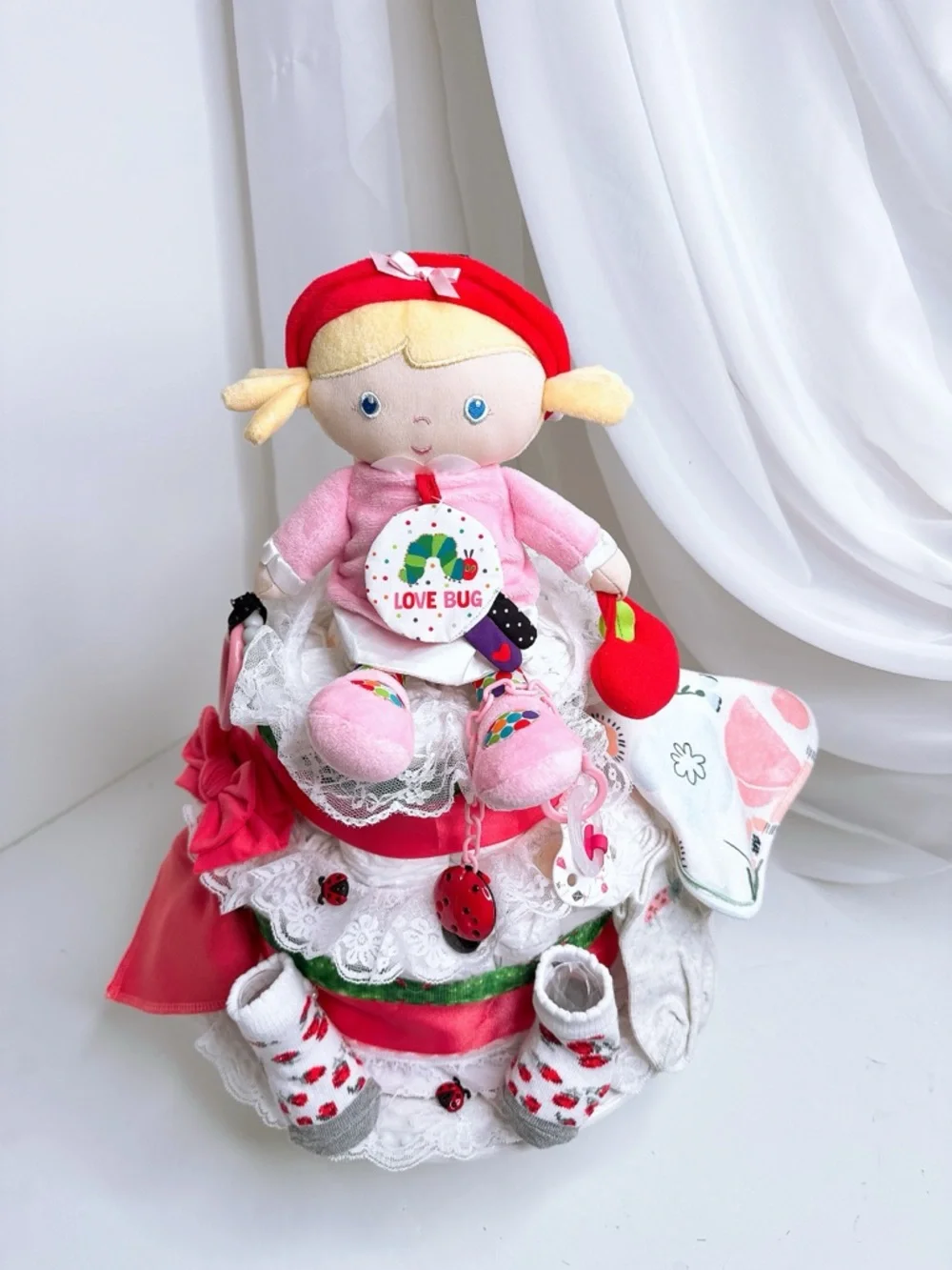 Strawberry Diaper cake, Love Bug Cake, Fruit Theme